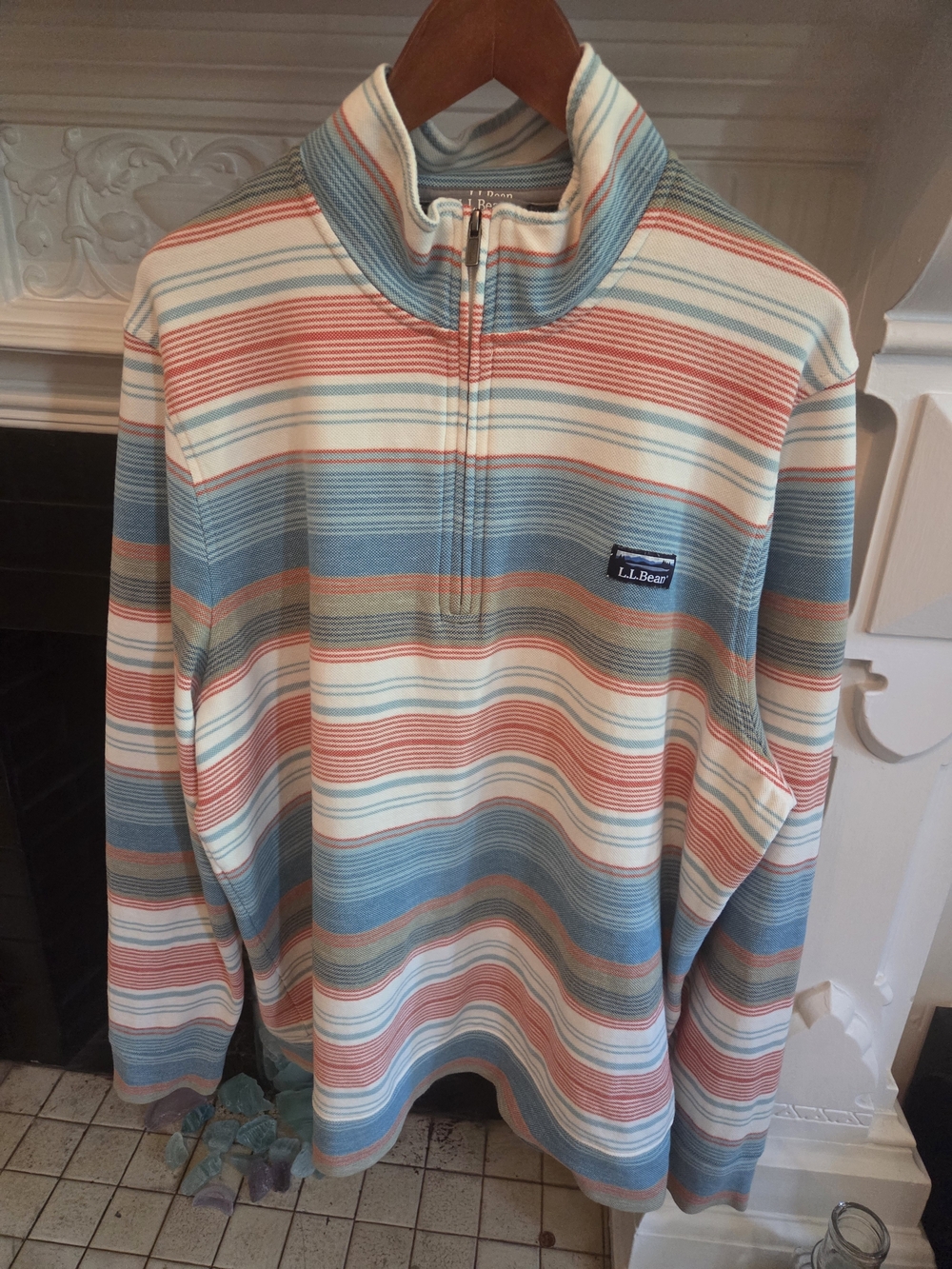 L.L. Bean Piqué 1/4 Zip stripe pullover - XXL Men's